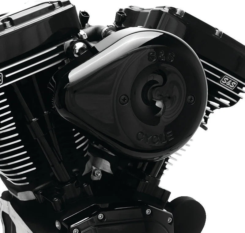S&S Cycle 07-17 BT Stealth Air Cleaner Kit w/ Black Teardrop Cover - Side View