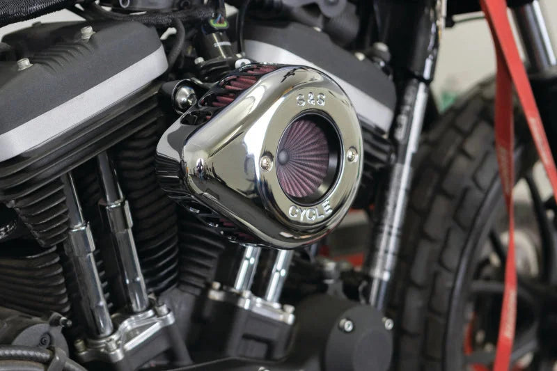 S&S Cycle 2007+ XL Models Stealth Air Stinger w/ Chrome Teardrop - Back View