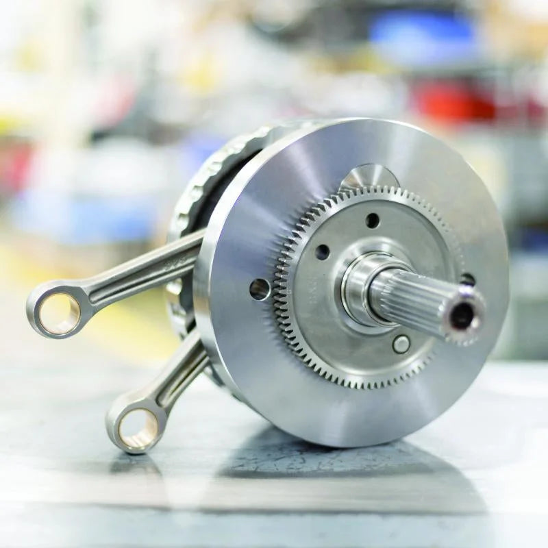 S&S Cycle 2017 M8 Models 4-3/8in Stroke Flywheel w/ Full Width Rods & Balancer Gear - Detail View