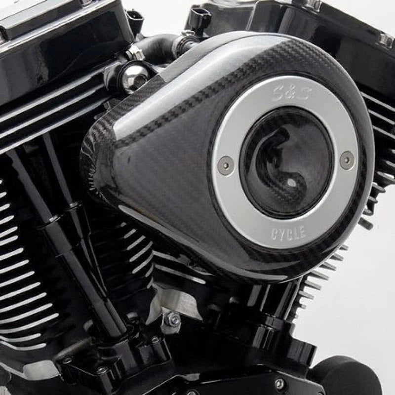 S&S Cycle 2017+ M8 Models Stealth Air Cleaner Kit w/ Carbon Fiber Cover - Side View