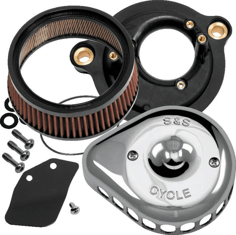 S&S Cycle 2017+ M8 Models Stealth Air Cleaner Kit w/ Chrome Mini Teardrop Cover - Main Product View