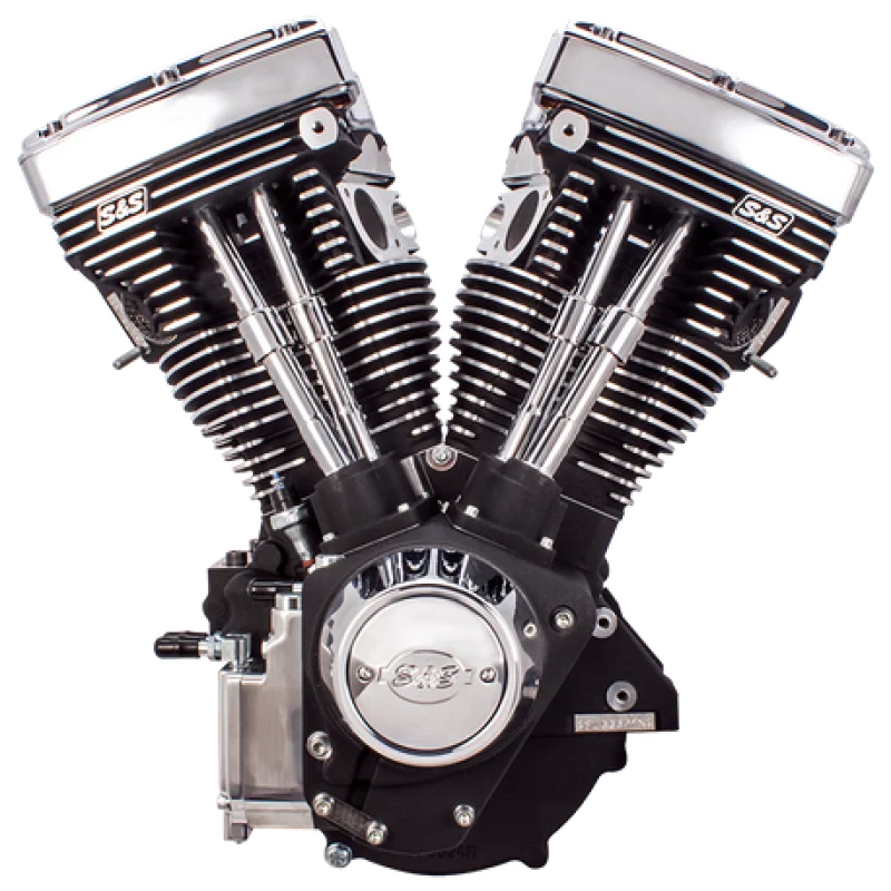 S&S Cycle 84-99 BT V111 Long Block Engine - Wrinkle Black - Side View