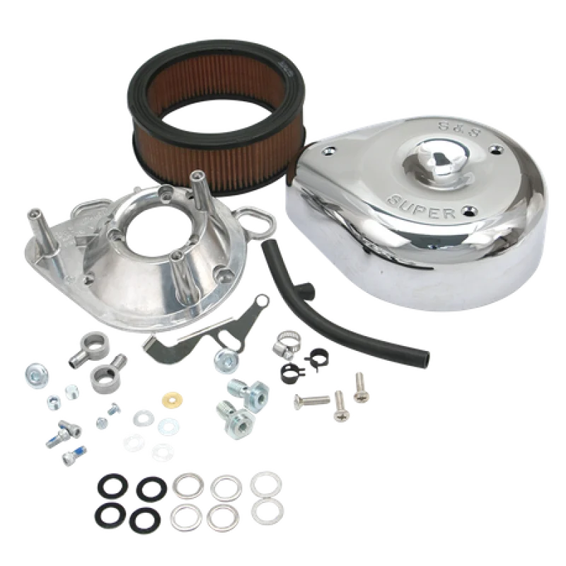 S&S Cycle 93-99 BT/91-03 Sportster Models Teardrop Air Cleaner Kit for S&S Super E/G Carb - Side View