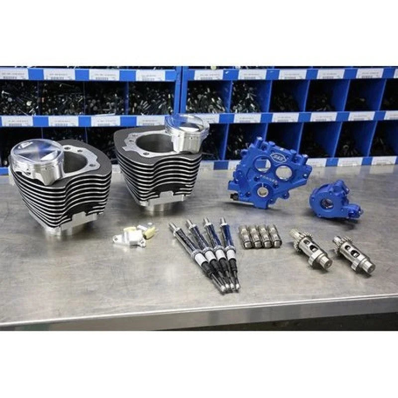 S&S Cycle 99-06 BT 100in Power Package - Wrinkle Black - Side View