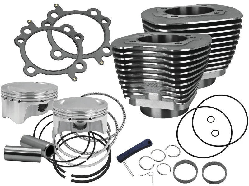 S&S Cycle 99-06 BT 4in Bore 4in Stroke Cylinder Kit - Wrinkle Black w/ Highlight - Main Product View