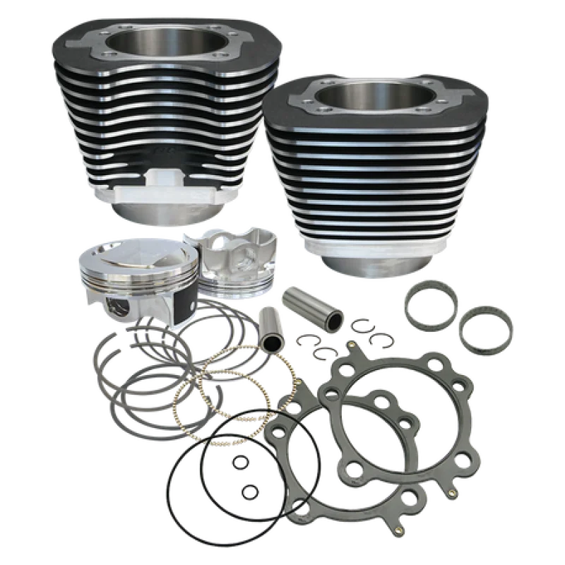 S&S Cycle 99-06 BT 97in Big Bore Cylinder Kit - Wrinkle Black - Side View