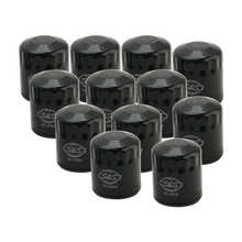 Load image into Gallery viewer, S&amp;S Cycle 99-18 BT/2017+ M8/X-Wedge Black Oil Filter - 12 Pack - Side View