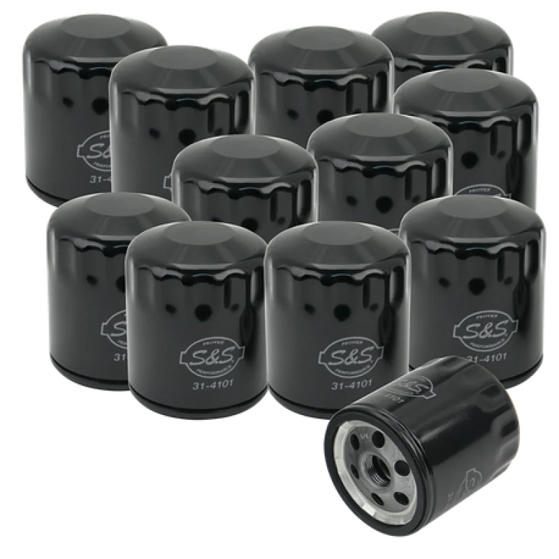 S&S Cycle Sportster/Evolution Models Black Oil Filters - 12 Pack - Side View