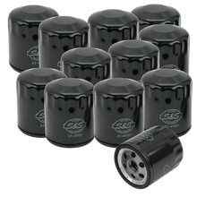 Load image into Gallery viewer, S&amp;S Cycle Sportster/Evolution Models Black Oil Filters - 12 Pack - Side View