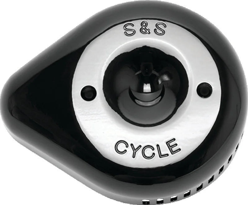 S&S Cycle Stealth Slasher Teardrop Air Cleaner Cover - Gloss Black - Side View