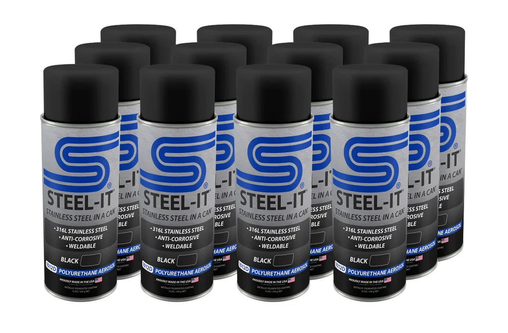 STEEL-IT Black Polyurethane Case 12 x 12oz Spray Cans CASE1012D