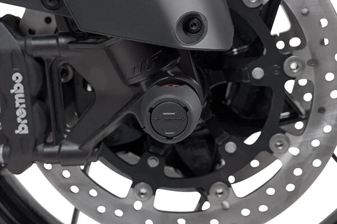 SW-MOTECH Axle Sliders - Front - Set - Husqvarna/KTM STP.04.176.10901/B - Back View