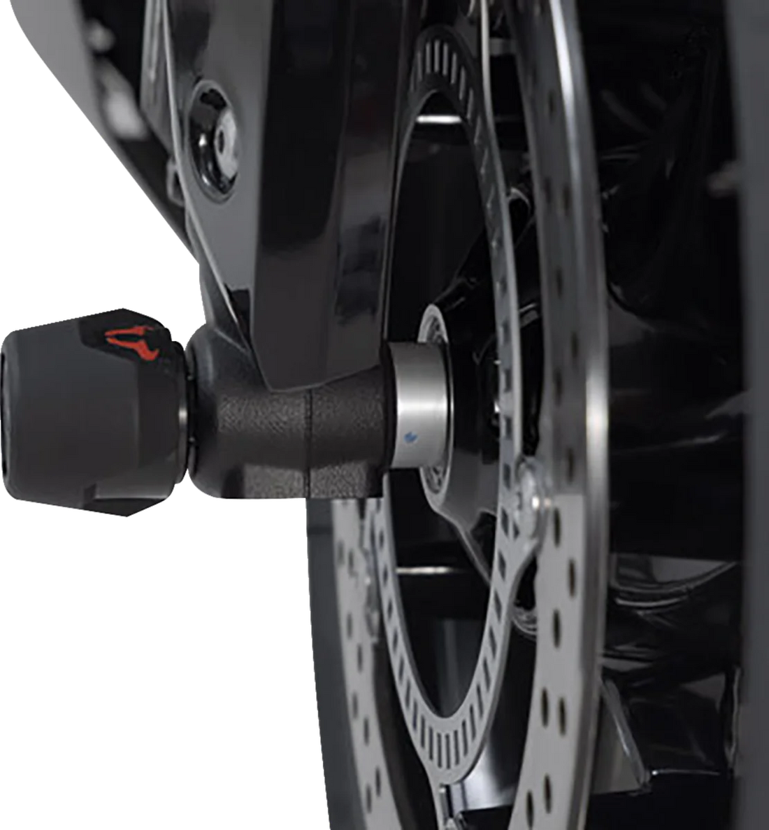 SW-MOTECH Axle Sliders - Front - Set - Triumph 660/675/765 STP.11.176.10501/B - Side View