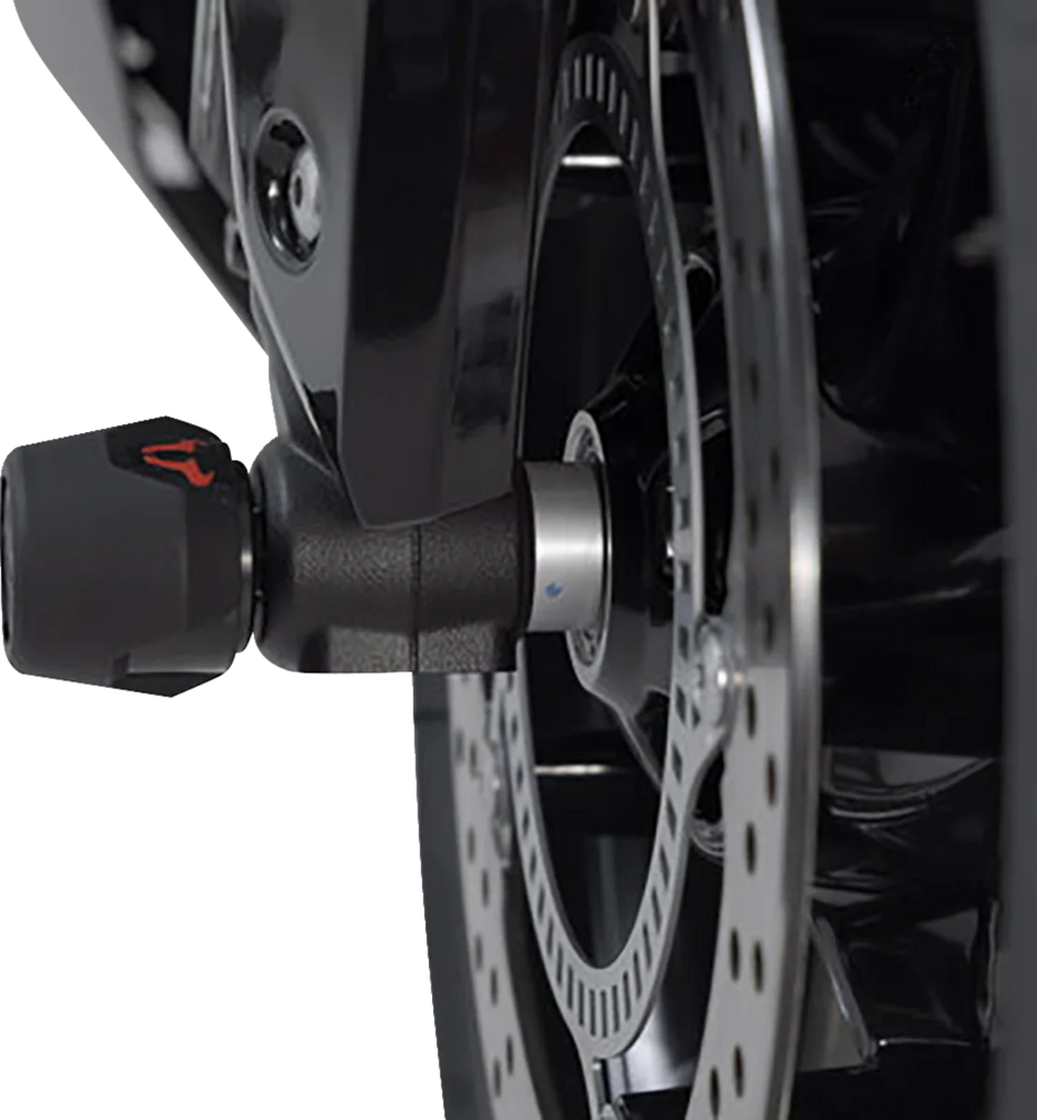SW-MOTECH Axle Sliders - Front - Set - Triumph 660/675/765 STP.11.176.10501/B - Side View