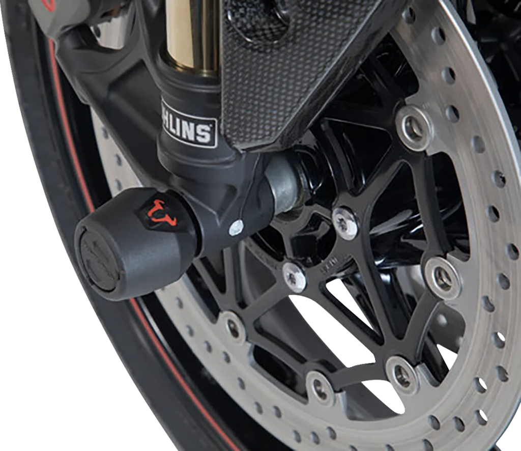 SW-MOTECH Axle Sliders - Front - Set - Triumph/Yamaha/Royal Enfield STP.11.176.10001/B - Side View