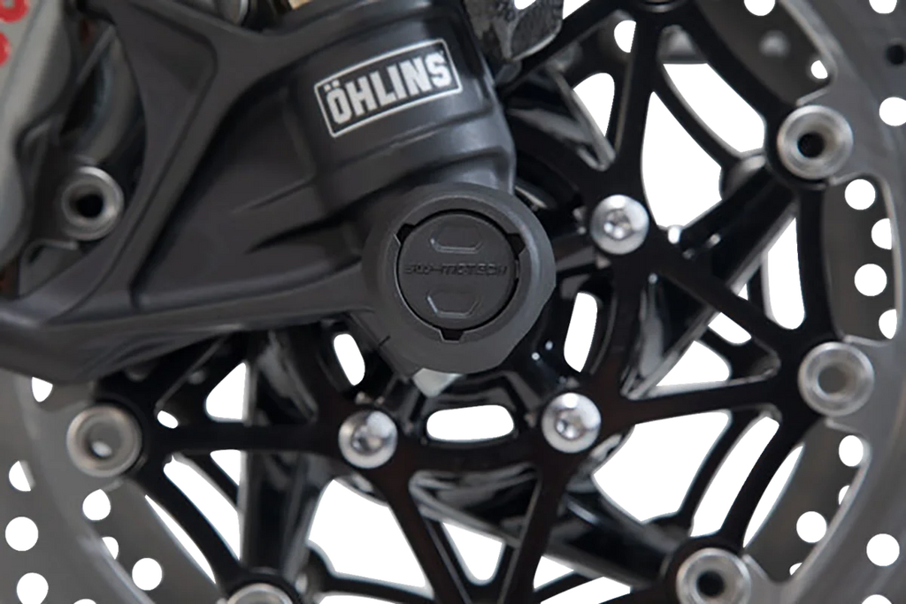 SW-MOTECH Axle Sliders - Front - Set - Triumph/Yamaha/Royal Enfield STP.11.176.10001/B - Back View