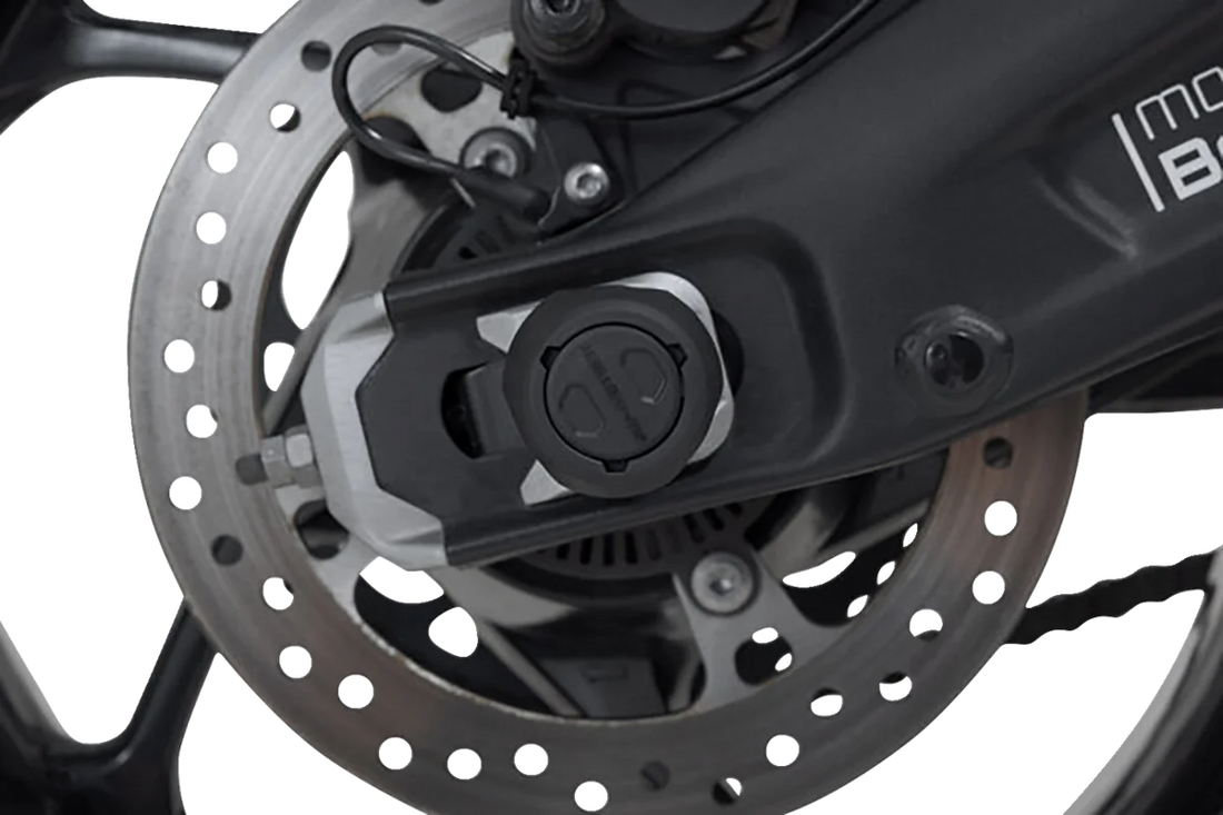 SW-MOTECH Axle Sliders - Rear - Set - Triumph 660 STP.11.176.10700/B - Installation View