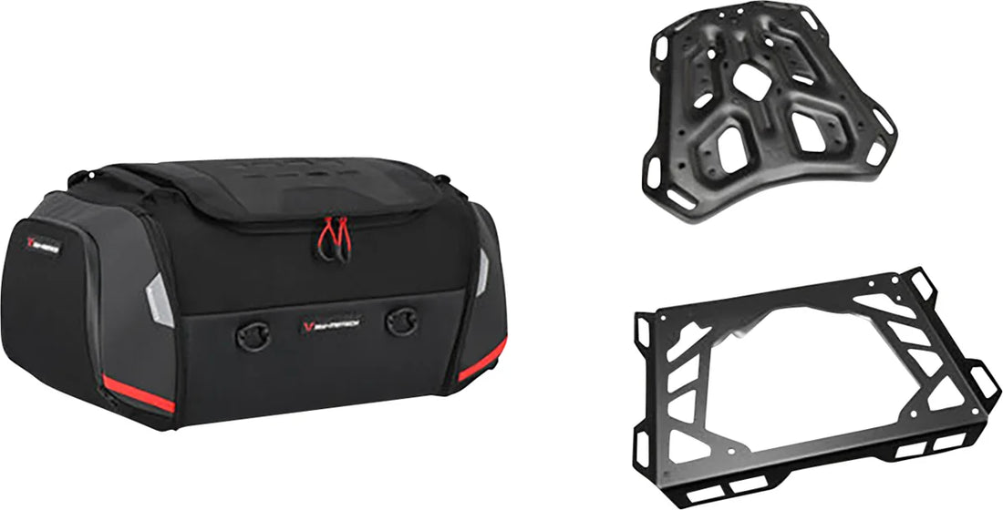 SW-MOTECH Rackpack Tail Bag System - Black - Yamaha Tracer '20-'24 GPT.06.921.30000 - Back View