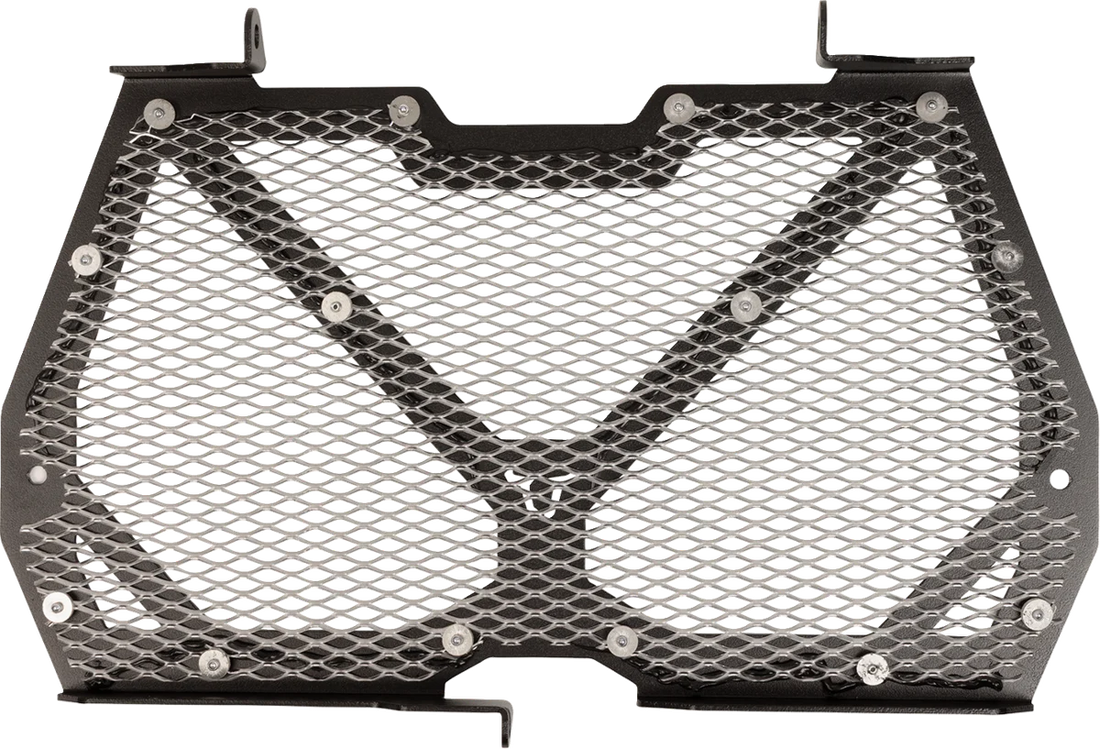 SW-MOTECH Radiator Guard - Black/Silver - Kawasaki KLS.08.922.10000 - Side View