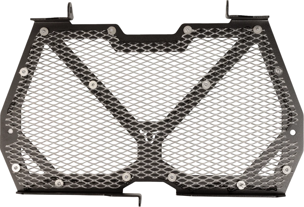 SW-MOTECH Radiator Guard - Black/Silver - Kawasaki KLS.08.922.10000 - Side View