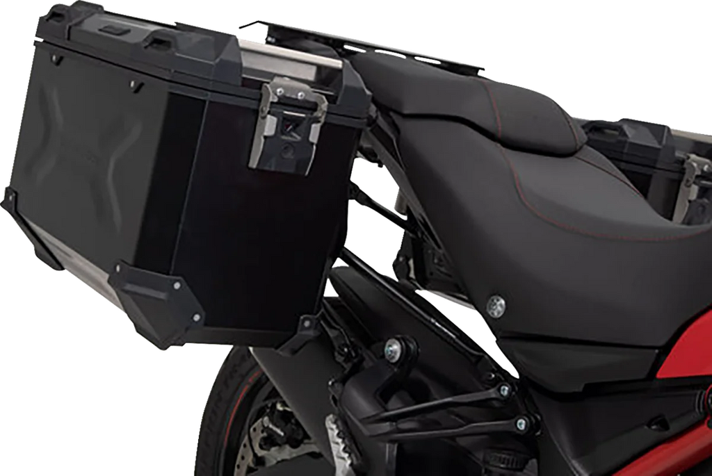 SW-MOTECH TRAX ADV Aluminum Case System - Black - Ducati Multistrada 950/1200/1260/V2 '15-'24 KFT.22.114.70002/B - Back View