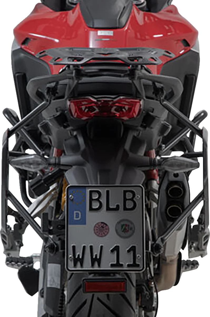 SW-MOTECH TRAX ADV Aluminum Case System - Black - Ducati Multistrada V4 '21-'24 KFT.22.822.70200/B - Back View