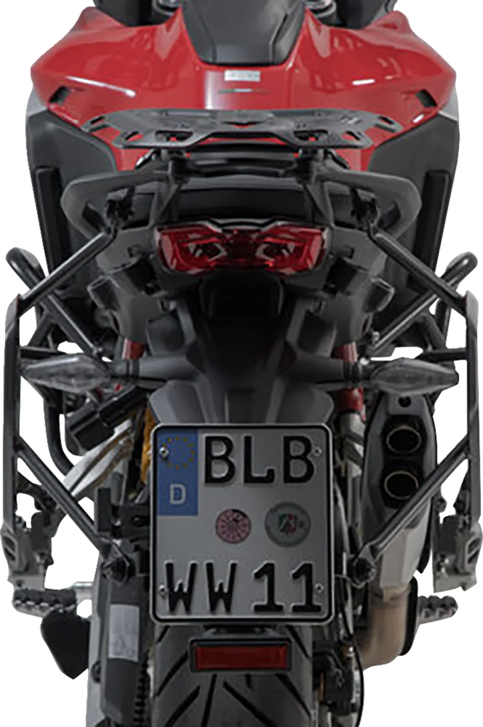 SW-MOTECH TRAX ADV Aluminum Case System - Black - Ducati Multistrada V4 '21-'24 KFT.22.822.70200/B - Back View