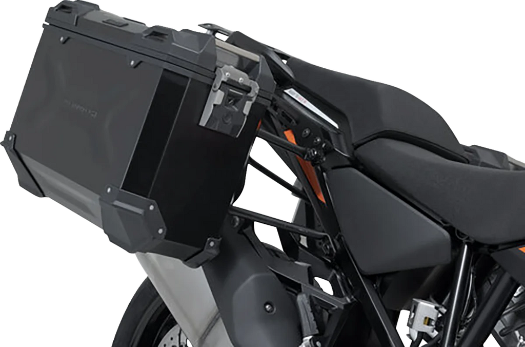 SW-MOTECH TRAX ADV Aluminum Case System - Black - KTM Super Adventure 1290 R/S '21-'24 KFT.04.835.70000/B - Back View