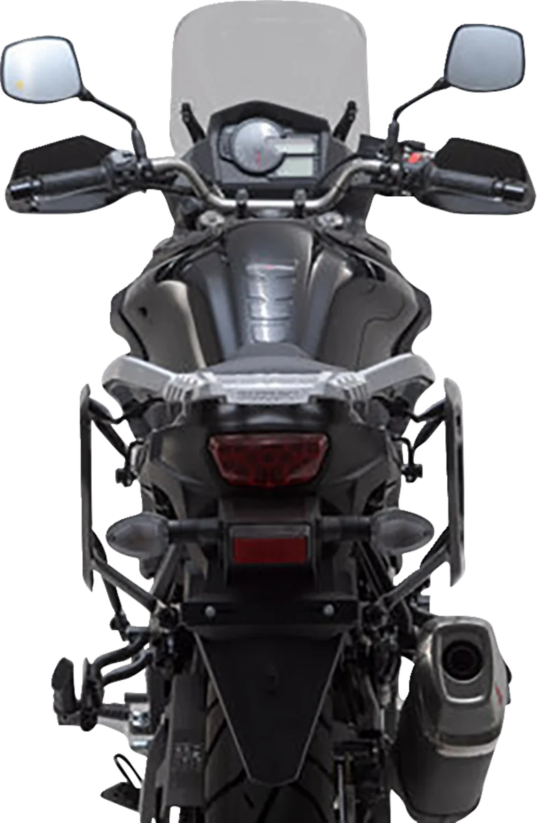 SW-MOTECH TRAX ADV Aluminum Case System - Black - Suzuki V-Strom 650 '16-'24 KFT.05.876.70101/B - Back View