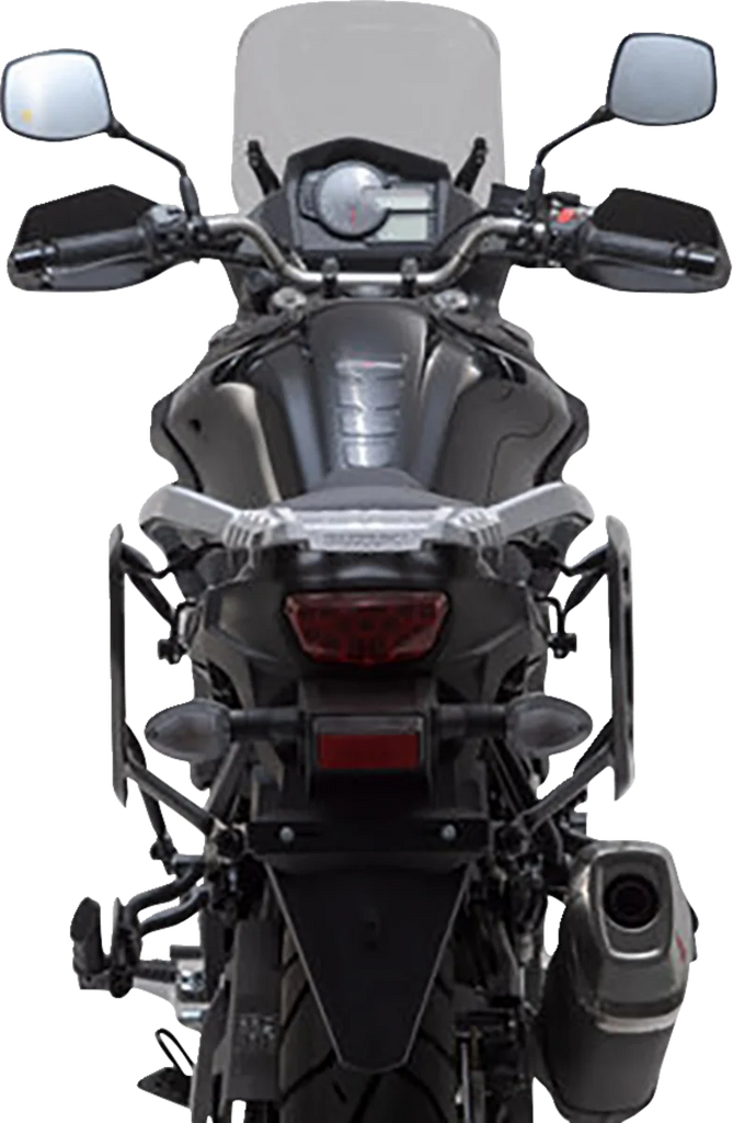 SW-MOTECH TRAX ADV Aluminum Case System - Black - Suzuki V-Strom 650 '16-'24 KFT.05.876.70101/B - Back View