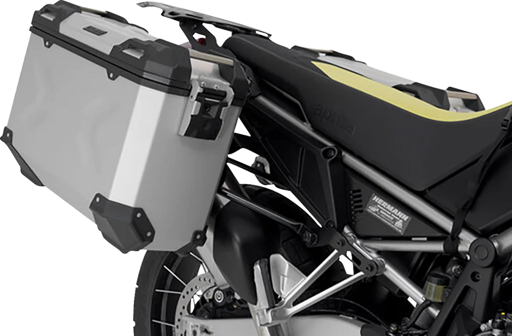 SW-MOTECH TRAX ADV Aluminum Case System - Silver - Aprilia Tuareg 660 '22-'24 KFT.13.849.70000/S - Side View