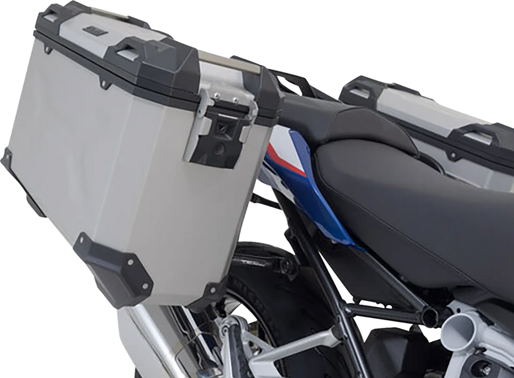 SW-MOTECH TRAX ADV Aluminum Case System - Silver - BMW R 1200/1250 R '14-'24 KFT.07.573.70000/S - Side View