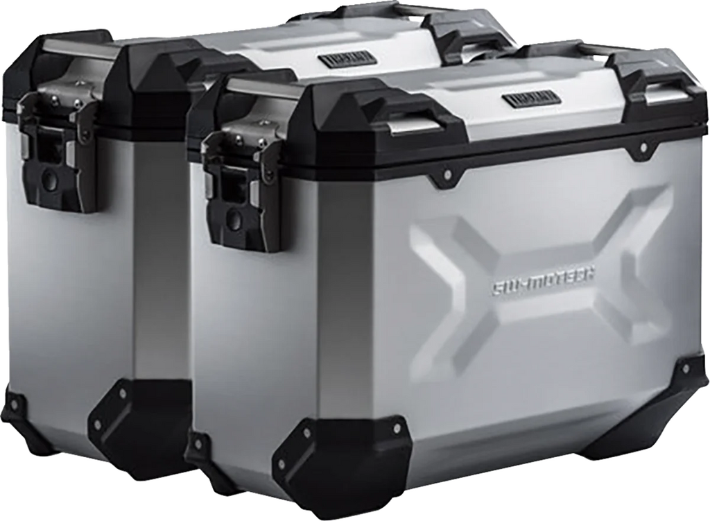 SW-MOTECH TRAX ADV Aluminum Case System - Silver - BMW R 1200/1250 R '14-'24 KFT.07.573.70000/S - Back View