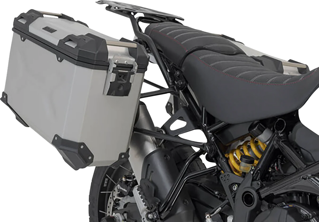 SW-MOTECH TRAX ADV Aluminum Case System - Silver - Ducati DesertX '22-'24 KFT.22.995.70100/S - Side View