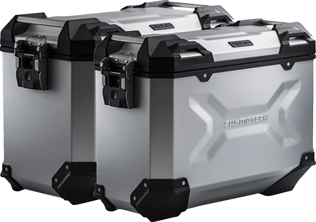 SW-MOTECH TRAX ADV Aluminum Case System - Silver - Ducati DesertX '22-'24 KFT.22.995.70100/S - Back View
