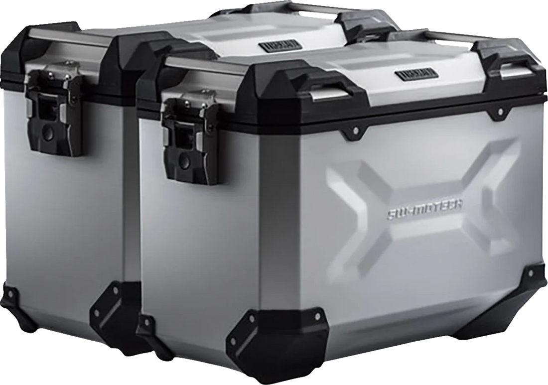 SW-MOTECH TRAX ADV Aluminum Case System - Silver - Ducati Multistrada V4 '21-'24 KFT.22.822.70300/S - Back View