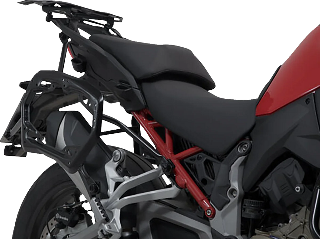 SW-MOTECH TRAX ADV Aluminum Case System - Silver - Ducati Multistrada V4 '21-'24 KFT.22.822.70300/S - Installation View