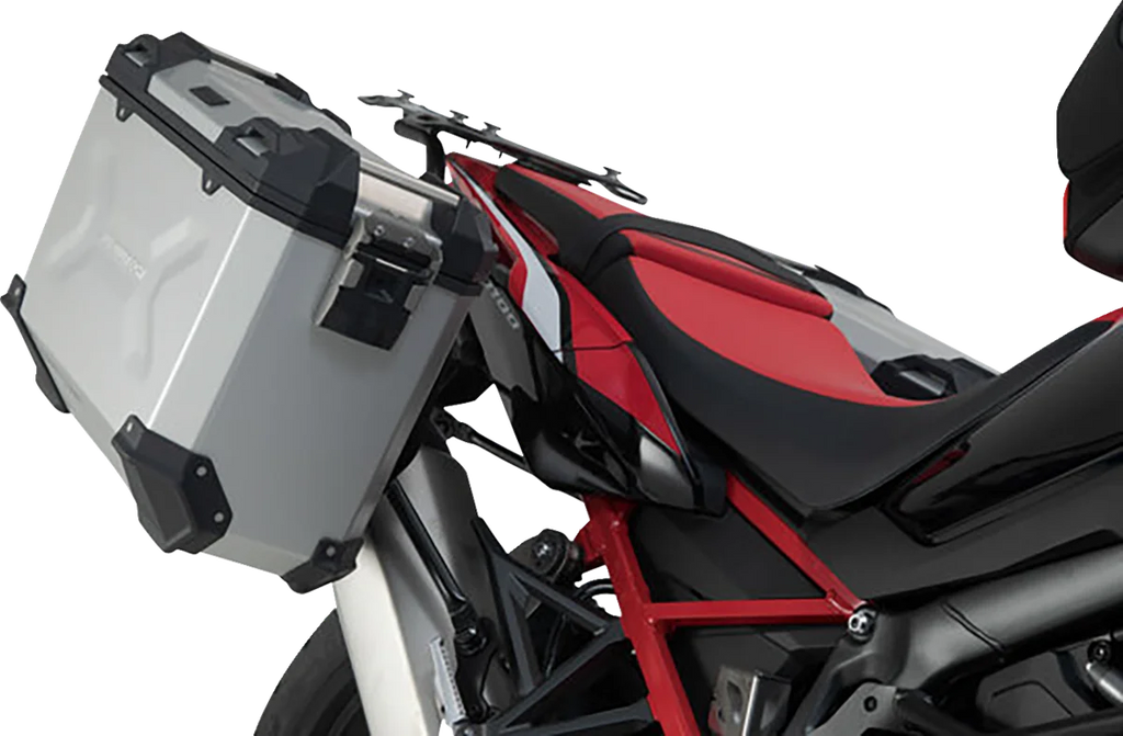 SW-MOTECH TRAX ADV Aluminum Case System - Silver - Honda Africa Twin '19-'21 KFT.01.950.70001/S - Back View