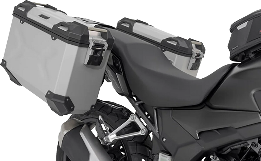 SW-MOTECH TRAX ADV Aluminum Case System - Silver - Honda CB/CBR/NX 500 '13-'24 KFT.01.400.70001/S - Side View