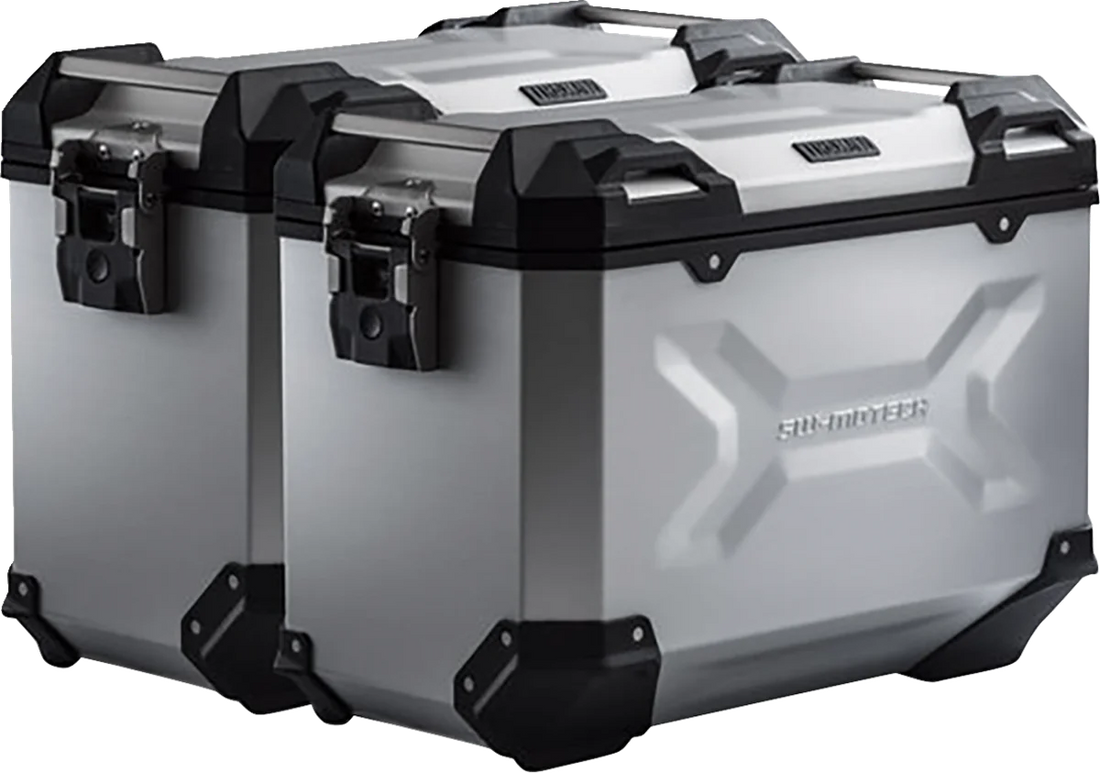 SW-MOTECH TRAX ADV Aluminum Case System - Silver - Honda NC750 X '20-'24 KFT.01.841.70100/S - Back View