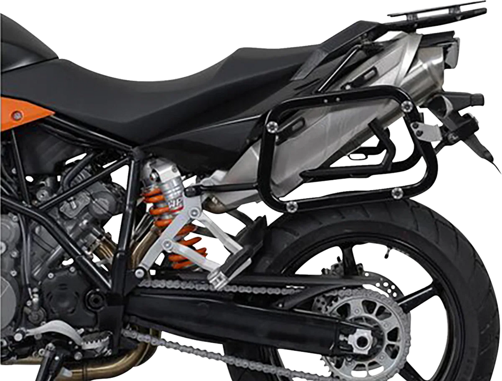 SW-MOTECH TRAX ADV Aluminum Case System - Silver - KTM Super Moto 950/990 '05-'13 KFT.04.621.70100/S - Back View