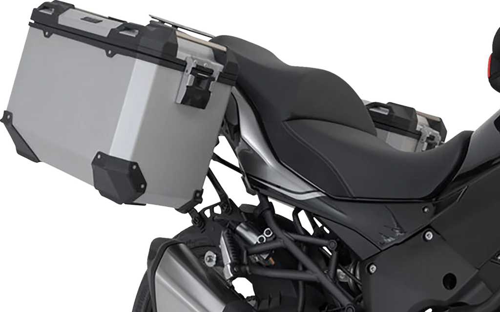 SW-MOTECH TRAX ADV Aluminum Case System - Silver - Kawasaki Versys 1000 '18-'23 KFT.08.922.70001/S - Side View
