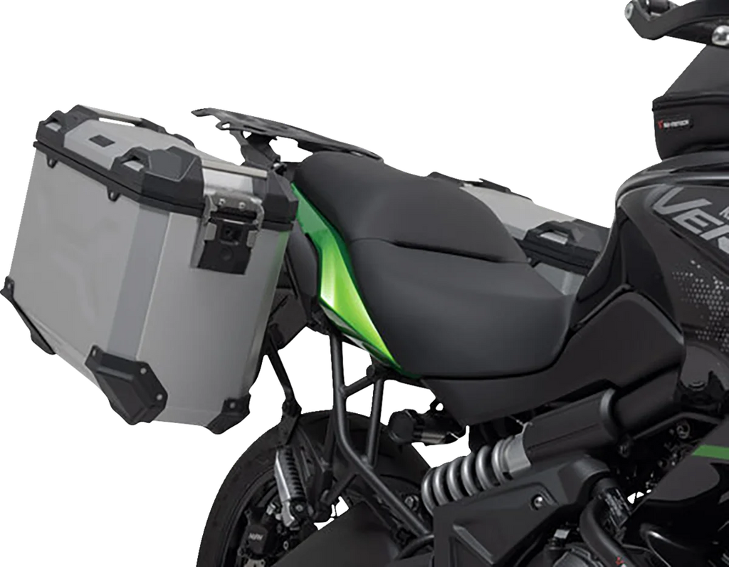 SW-MOTECH TRAX ADV Aluminum Case System - Silver - Kawasaki Versys 650 '14-'24 KFT.08.518.70000/S - Side View