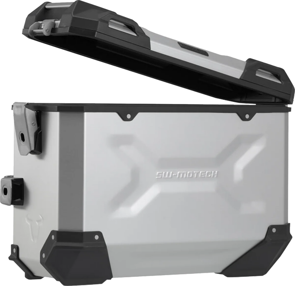 SW-MOTECH TRAX ADV Aluminum Case System - Silver - Kawasaki Versys 650 '14-'24 KFT.08.518.70100/S - Back View
