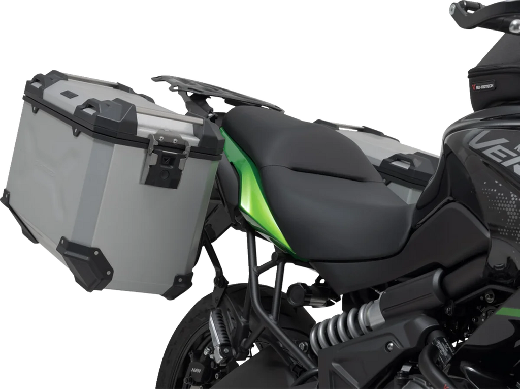 SW-MOTECH TRAX ADV Aluminum Case System - Silver - Kawasaki Versys 650 '14-'24 KFT.08.518.70100/S - Installation View
