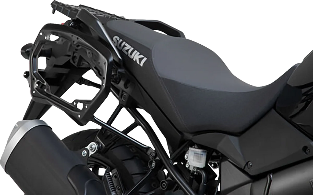SW-MOTECH TRAX ADV Aluminum Case System - Silver - Suzuki V-Strom 1000 '14-'19 KFT.05.440.70001/S - Back View