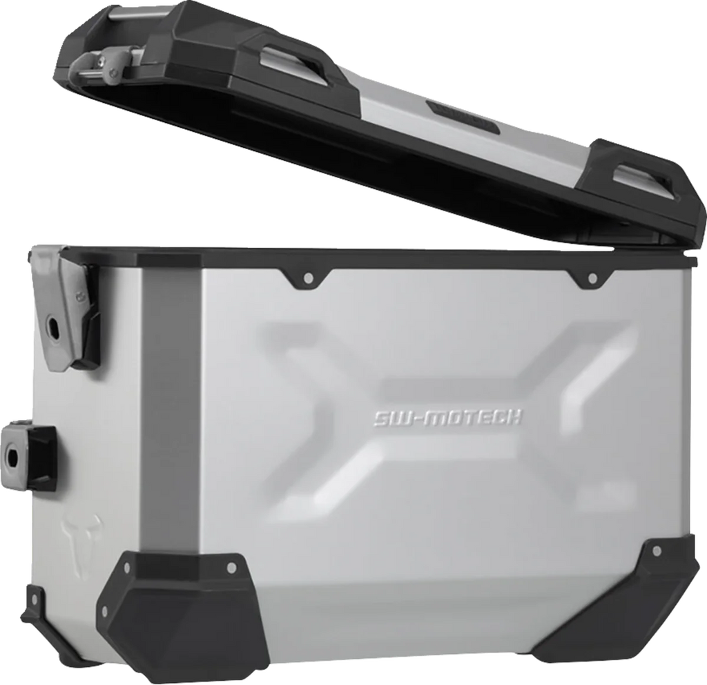 SW-MOTECH TRAX ADV Aluminum Case System - Silver - Suzuki V-Strom 650 '16-'24 KFT.05.876.70001/S - Side View