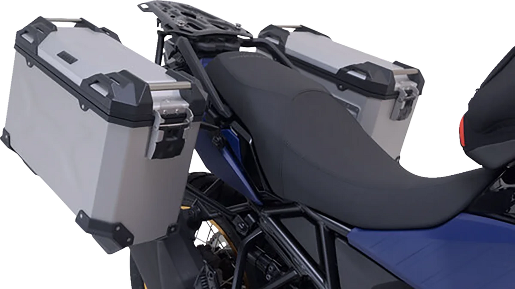SW-MOTECH TRAX ADV Aluminum Case System - Silver - Suzuki V-Strom 800 '23-'24 KFT.05.845.70000/S - Back View