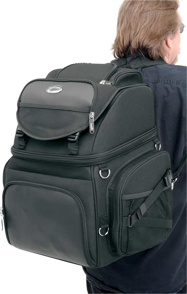 Saddlemen Backseat/Sissy Bar Bag - Black EX000298 - Installation View