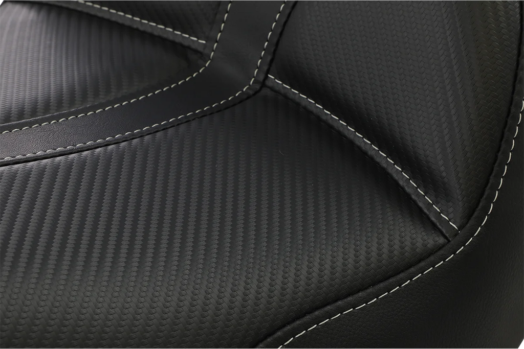 Saddlemen Dominator Solo Seat - w/o Backrest - Black w/ Gray Stitching - FL/FX '06-'17 806-04-0042 - Side View